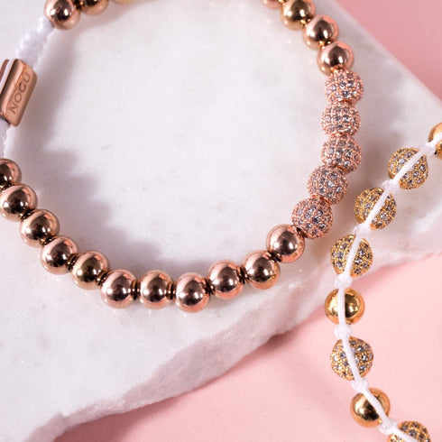 Or rose 18 carats | Bracelet Gala Pavé de Cristaux | Blanc